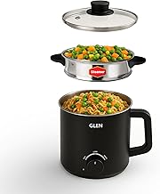 Glen Electric Kettle with Steamer 1.5L, 600W | Multipurpose Kettle for Tea,…