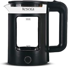 Tesora Electric Glass Kettle | Borosilicate Glass Body with Cool Touch PP Sleeve…