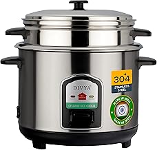 DIVYA Stainless Steel 1.8 Liters Cylinder Electric Rice Cooker 700W and Steamer
