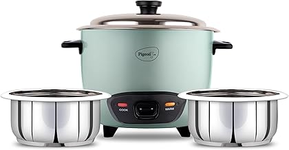 Pigeon Inox Rice Cooker with Double pot, 1.8 litres | Stainless Steel Lid | 700…